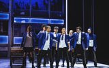 Students in school uniform dancing.