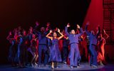 The cast of 42nd Street on the stage.