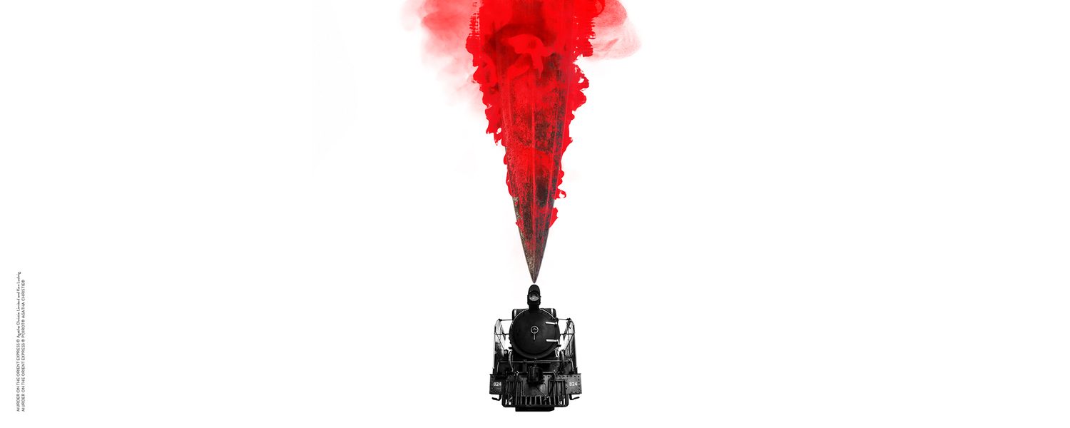 An image of a black train with red smoke above it. The background is bright white.