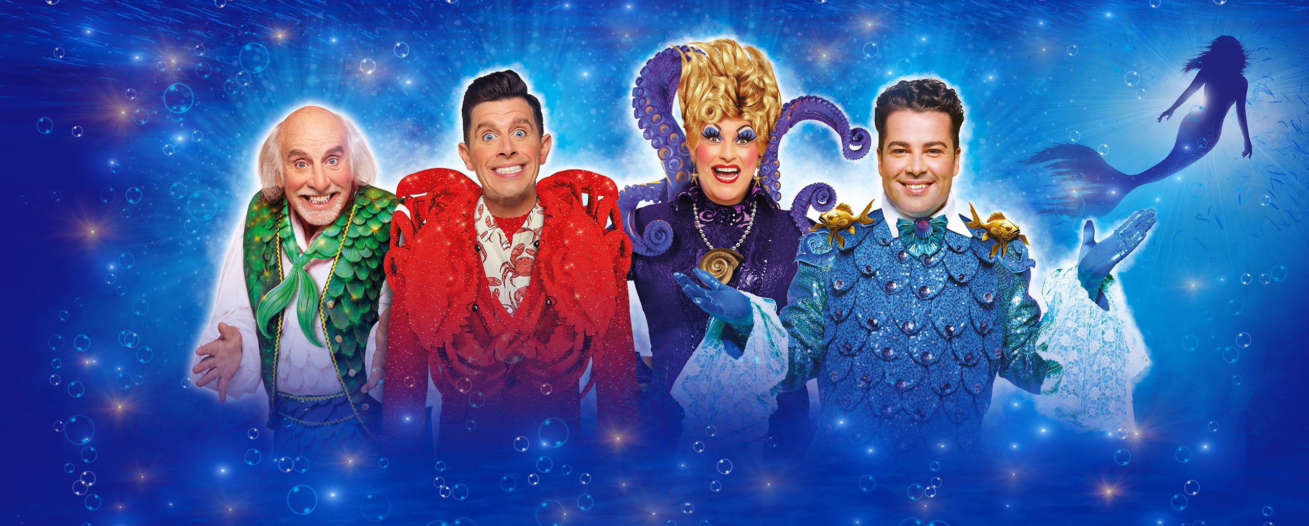 The cast of The Little Mermaid; Clive Webb, Danny Adams, Chris Hayward and Joe McElderry