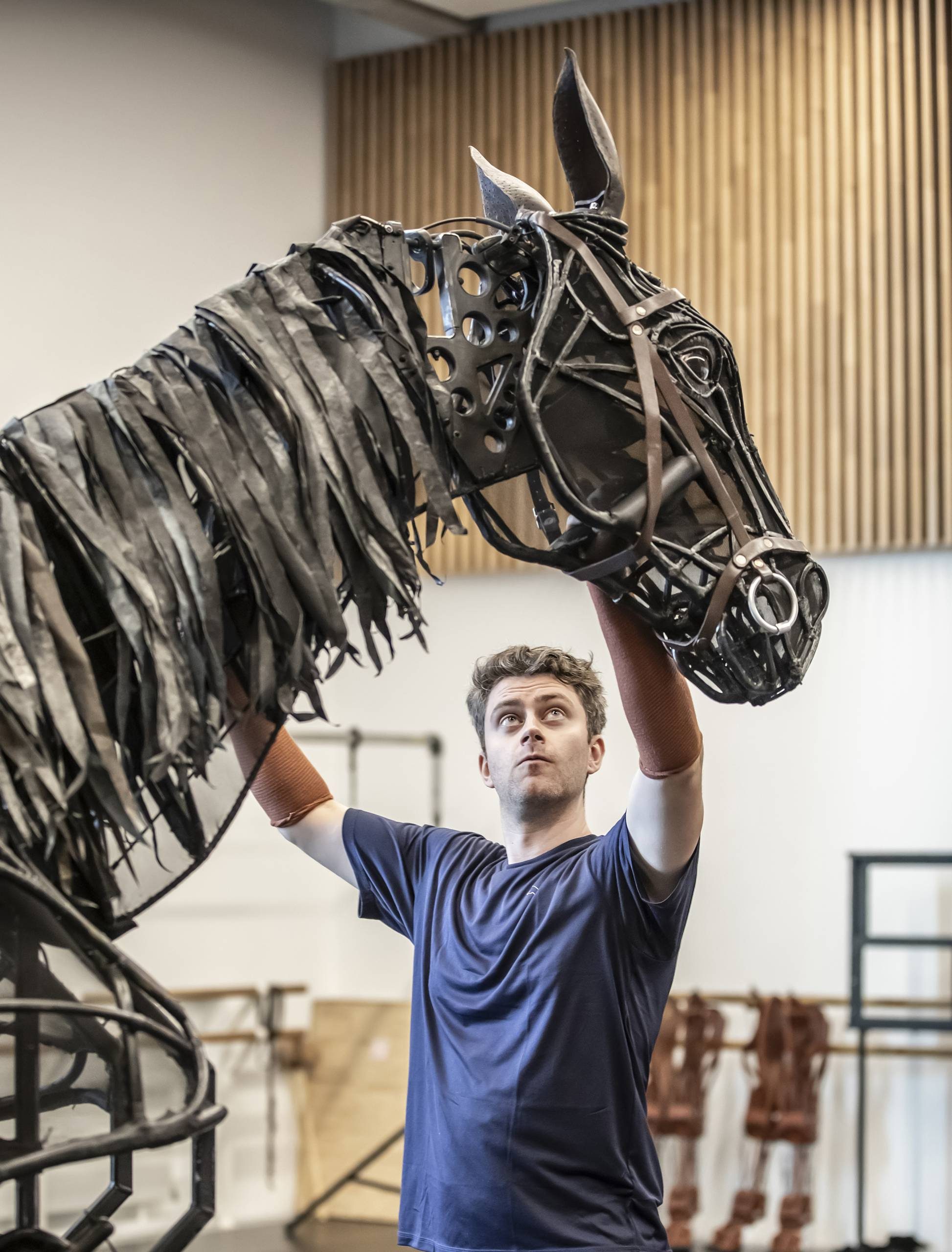 Tea Poldervaart in rehearsals for War Horse tour. Credit Pamela Raith Photography.