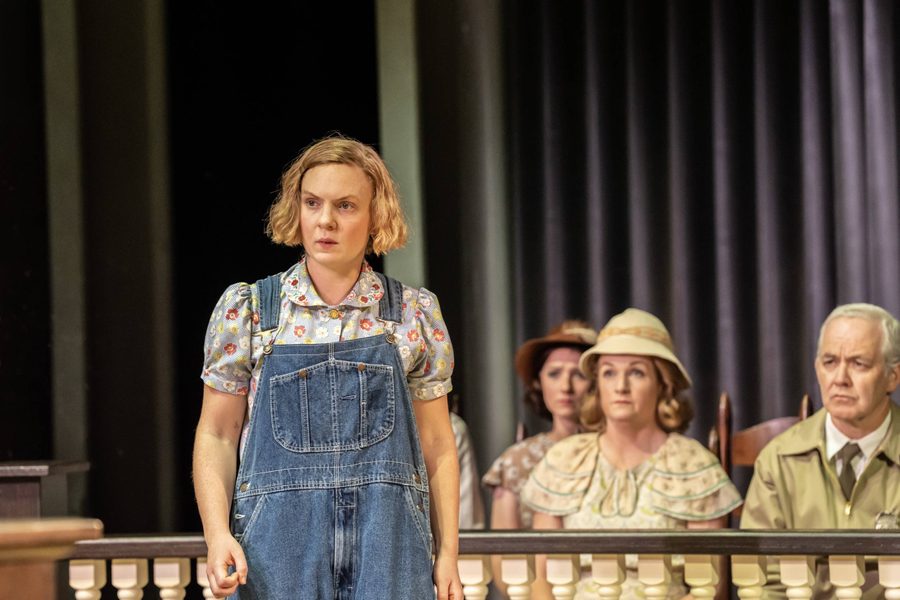 Anna Munden as Scout Finch. Photo by Johan Persson. Anna Munden as Scout Finch. Photo by Johan Persson.