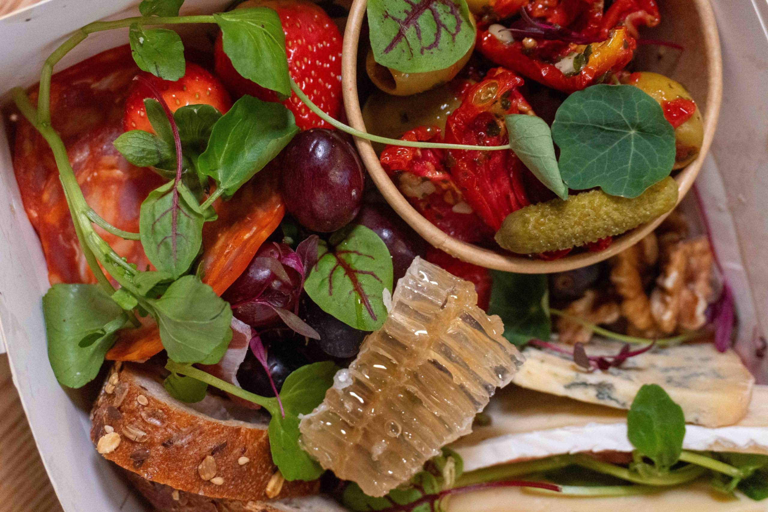 Grazing boxes are the perfect sharing dish and ideal for pre-show or interval nibbles inside The Green Room in Newcastle.